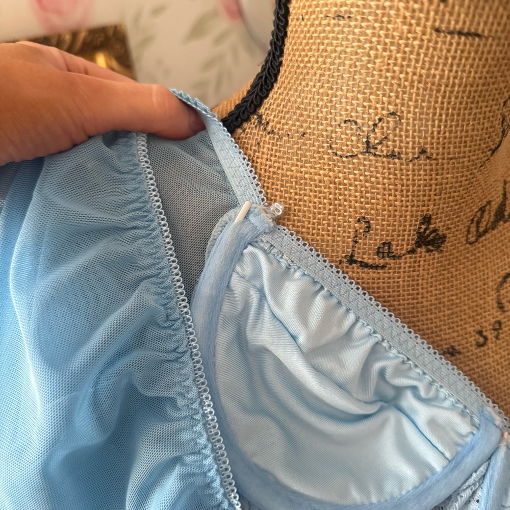 Baby Blue Lace Corset-Esquire Bodysuit - Picture 6 of 6